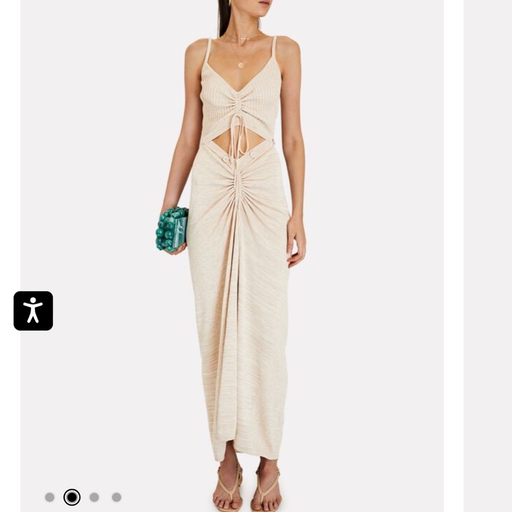 Christopher Esber Tan Ruched Rib Knit Maxi Dress Tan (Size L)